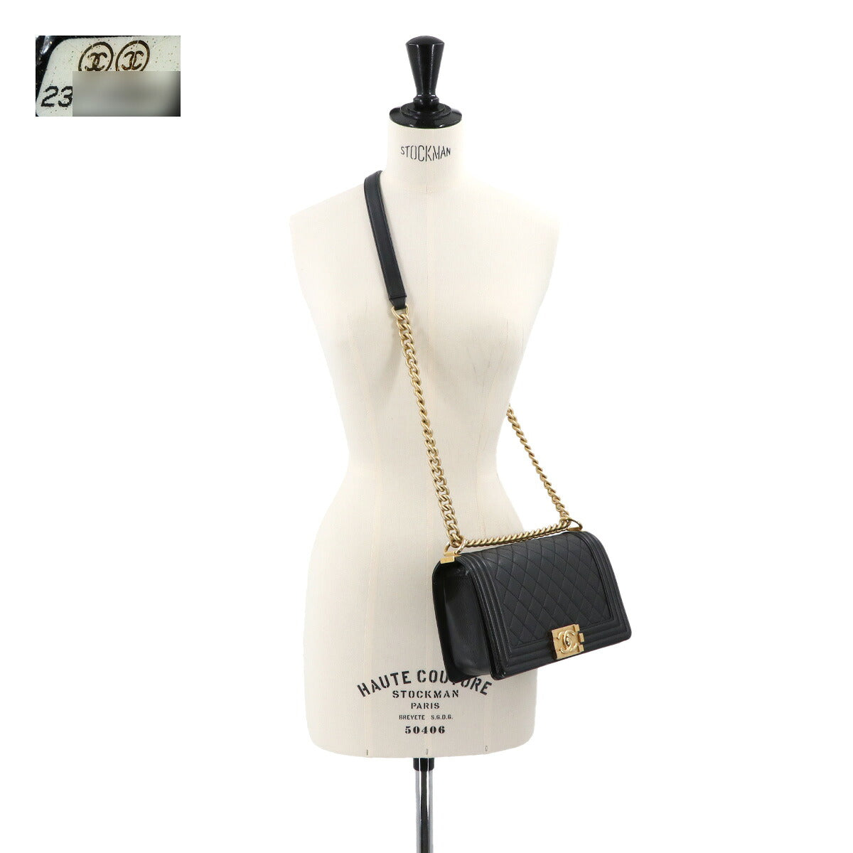 BOY CHANEL Chain Shoulder Bag Leather Black A67086 Purse