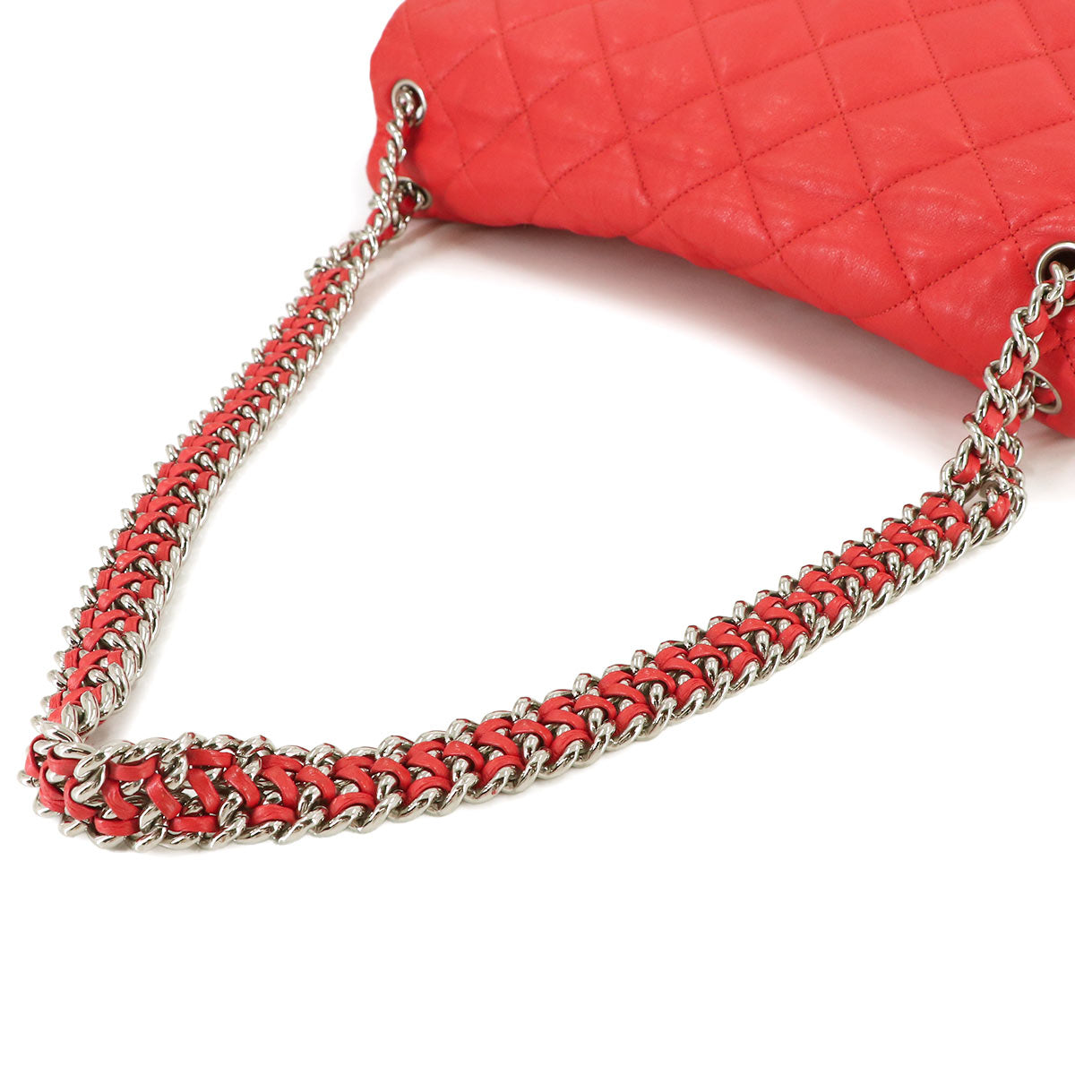 Matelasse Chain Around Shoulder Bag Leather Red Purse
