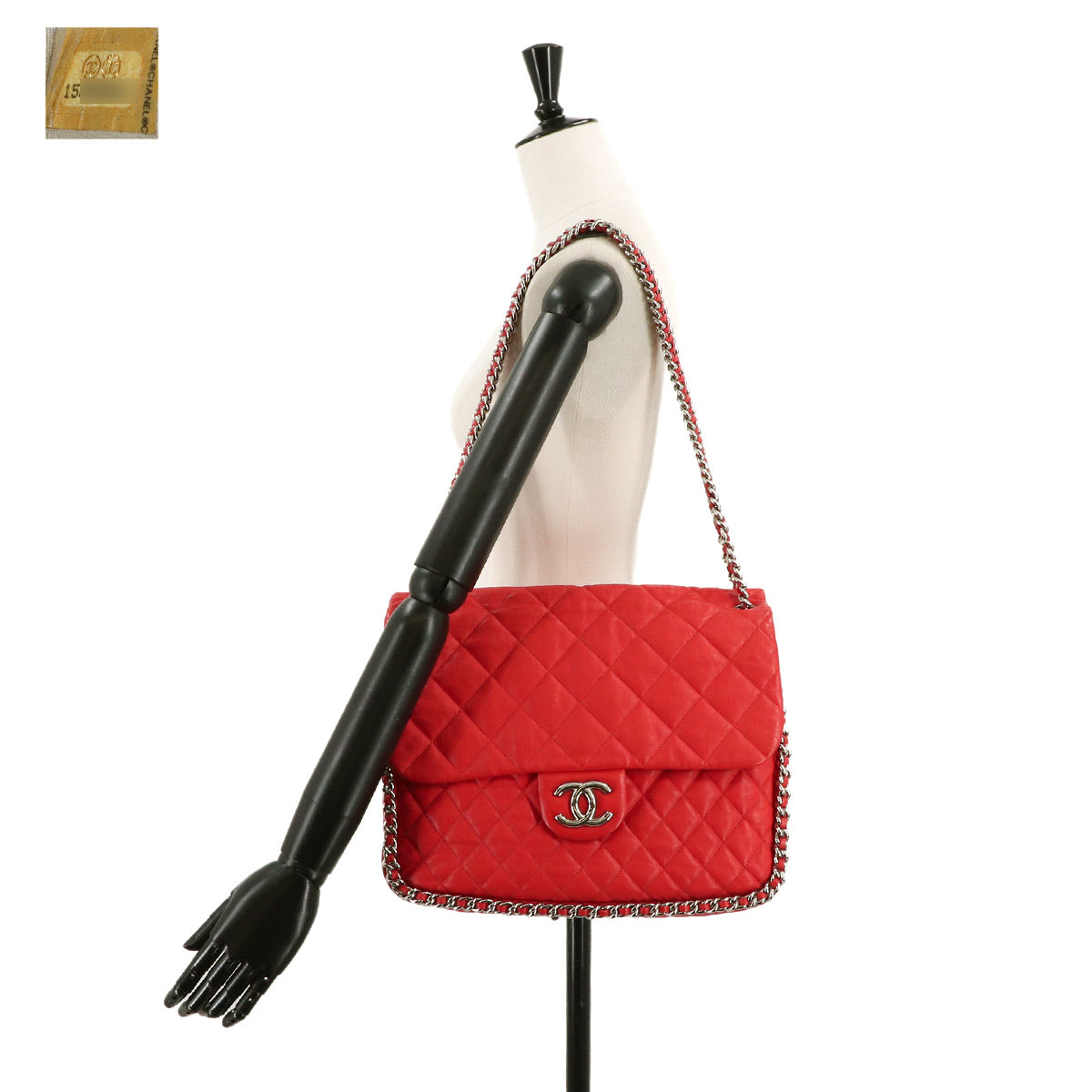 Matelasse Chain Around Shoulder Bag Leather Red Purse