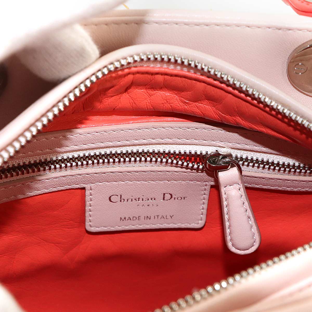 Lady Dior Medium Hand Shoulder Bag Leather Pink