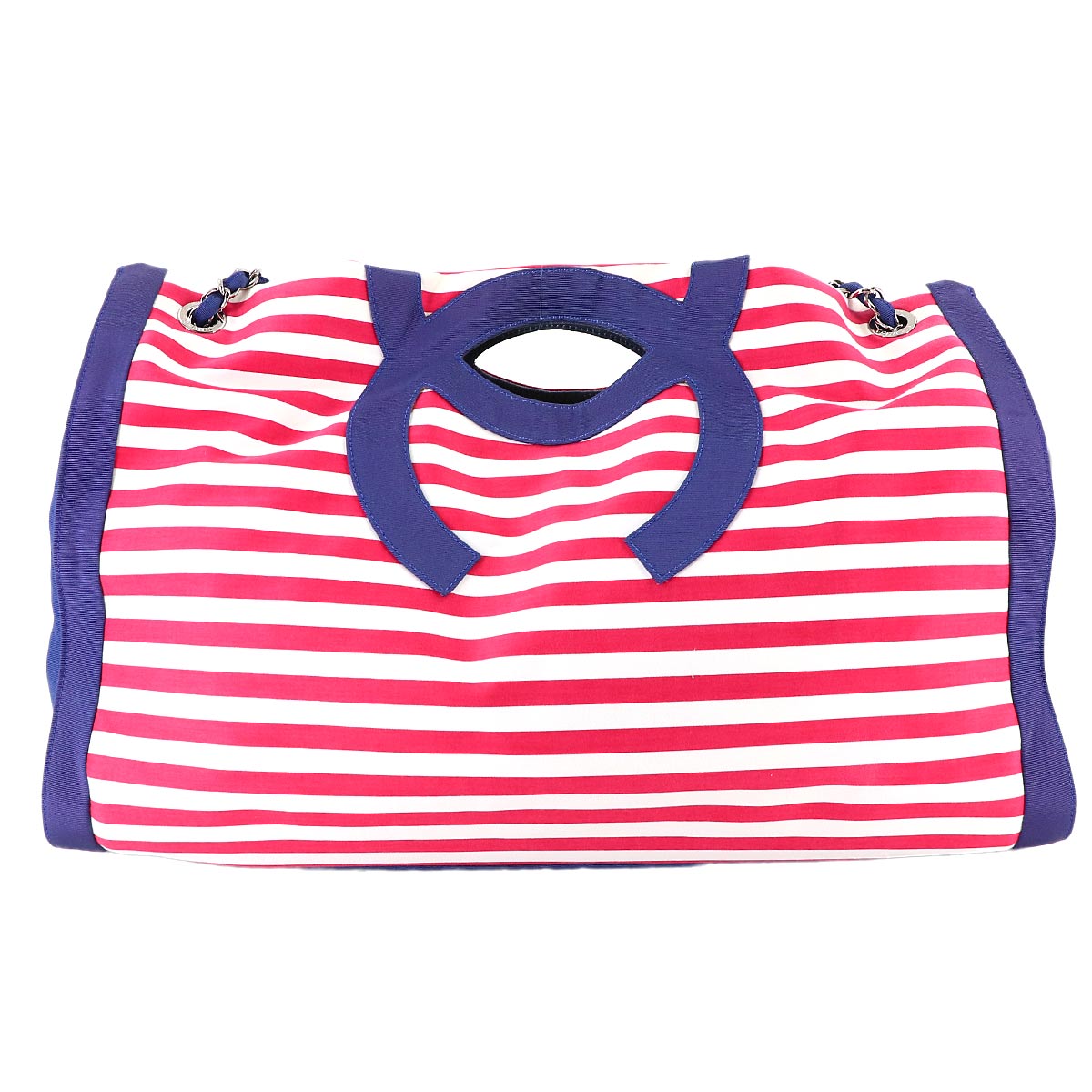 Cruise Chain Tote Bag Canvas Navy Red White A47944 Purse