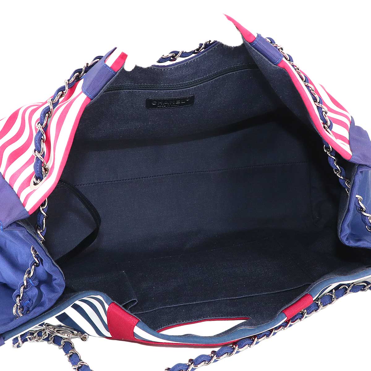Cruise Chain Tote Bag Canvas Navy Red White A47944 Purse