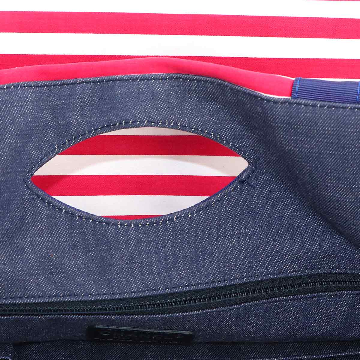Cruise Chain Tote Bag Canvas Navy Red White A47944 Purse