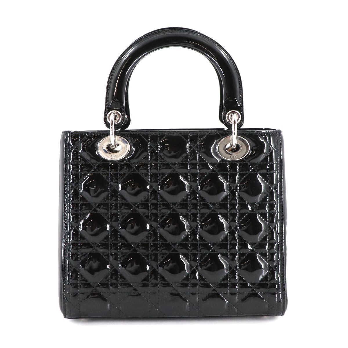 Lady Dior Medium Hand Shoulder Bag Enamel Black