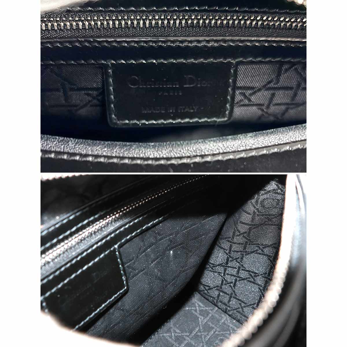 Lady Dior Medium Hand Shoulder Bag Enamel Black