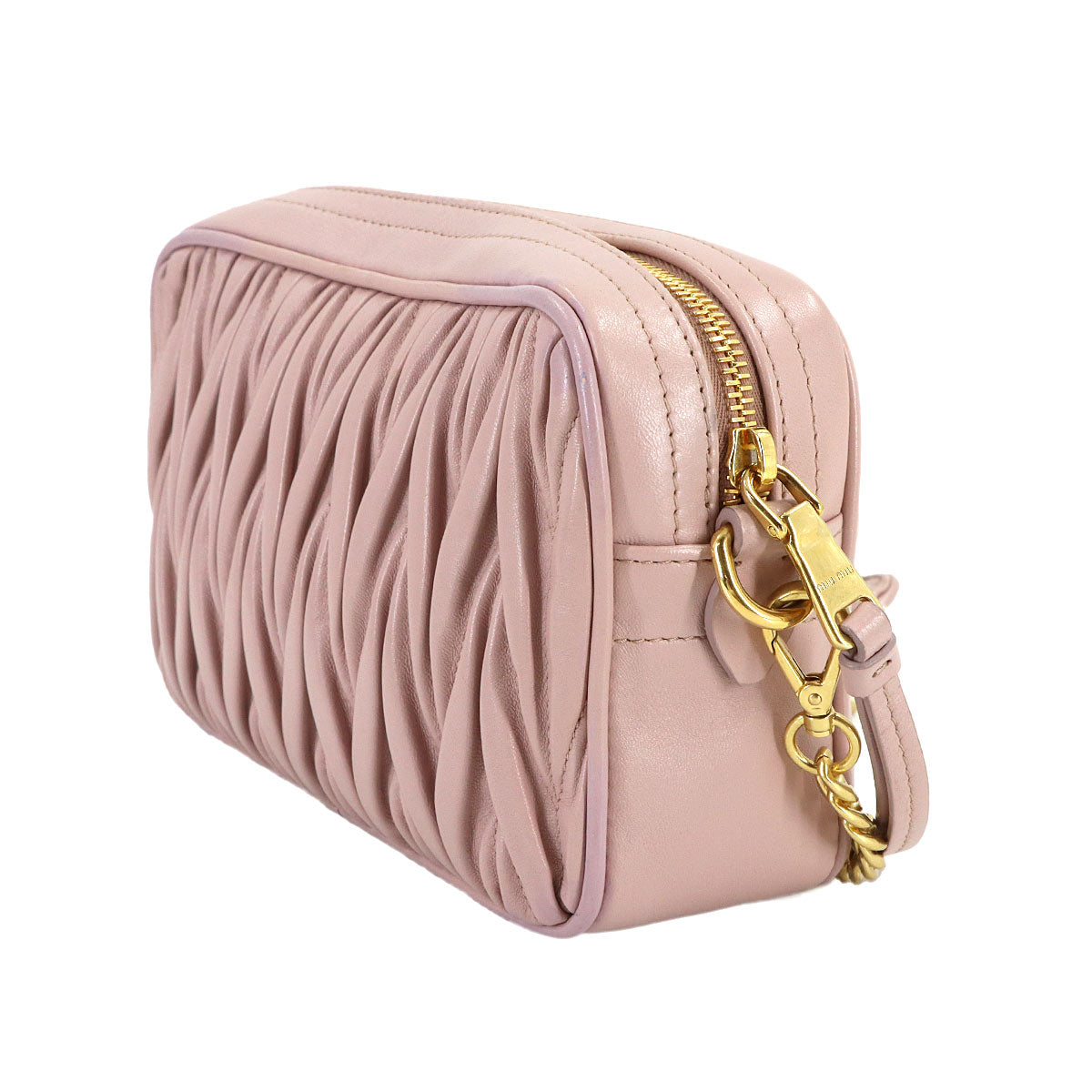 Matelasse Chain Shoulder Bag Leather Pink Purse