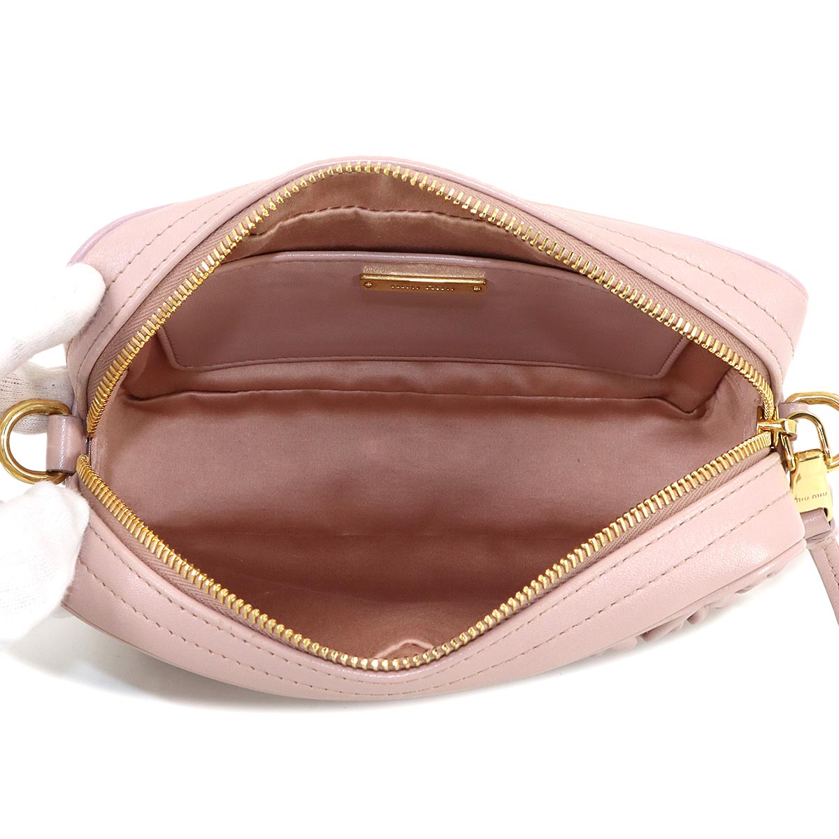 Matelasse Chain Shoulder Bag Leather Pink Purse