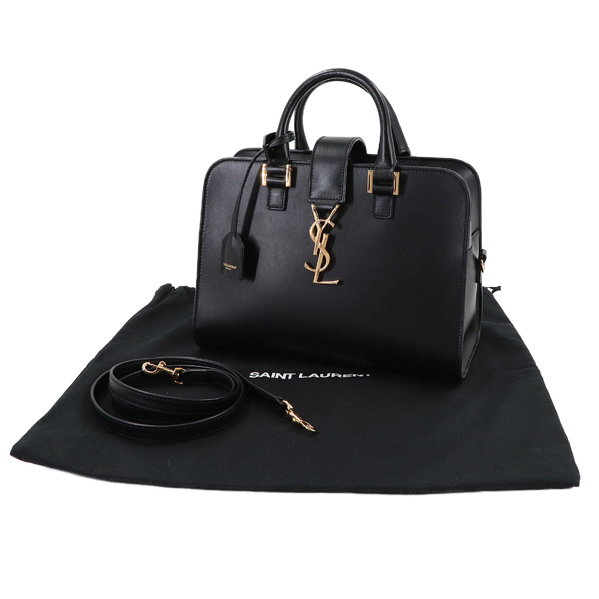 Baby Cabas Hand Shoulder Bag Leather Black 568853