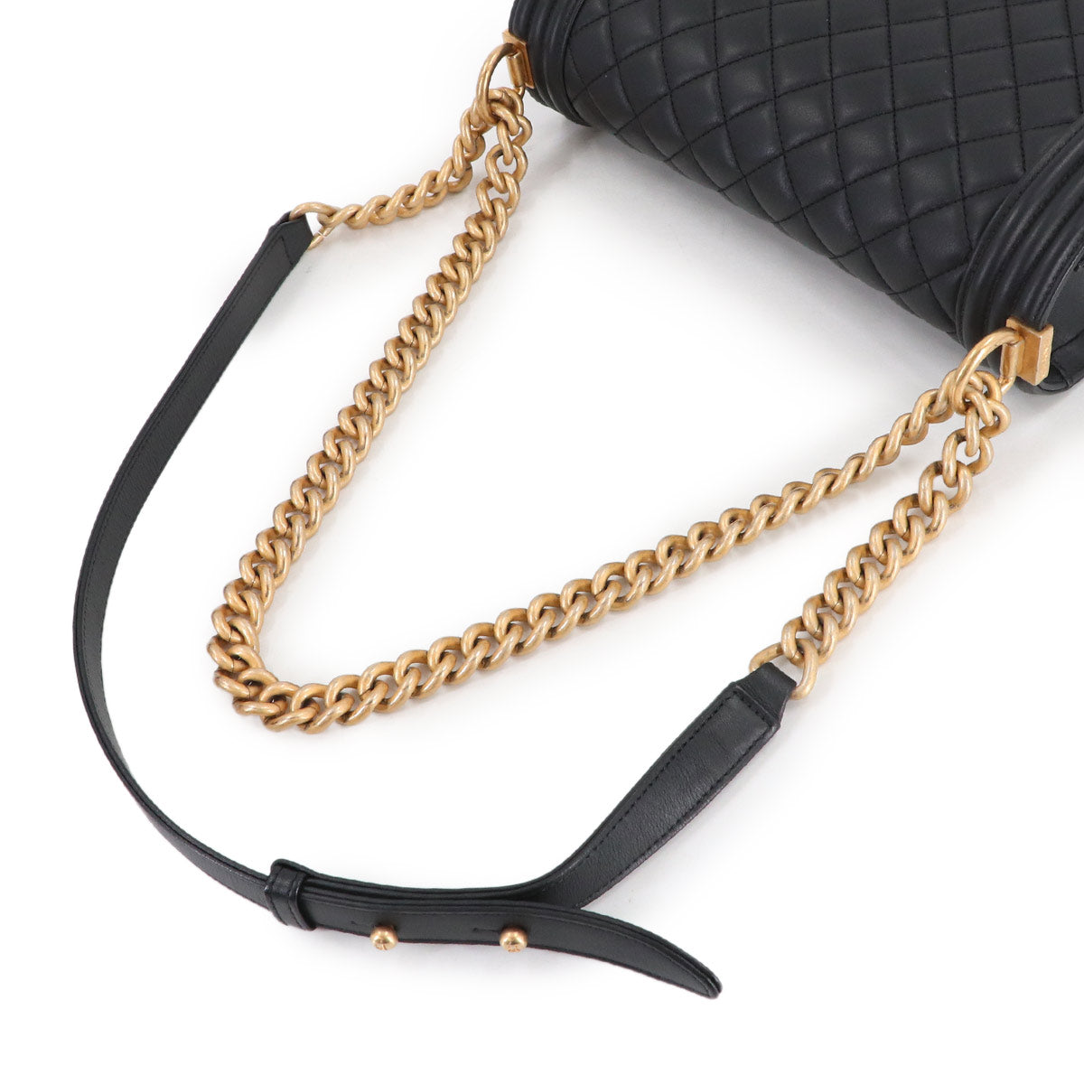 BOY CHANEL Chain Shoulder Bag Leather Black A67086 Purse