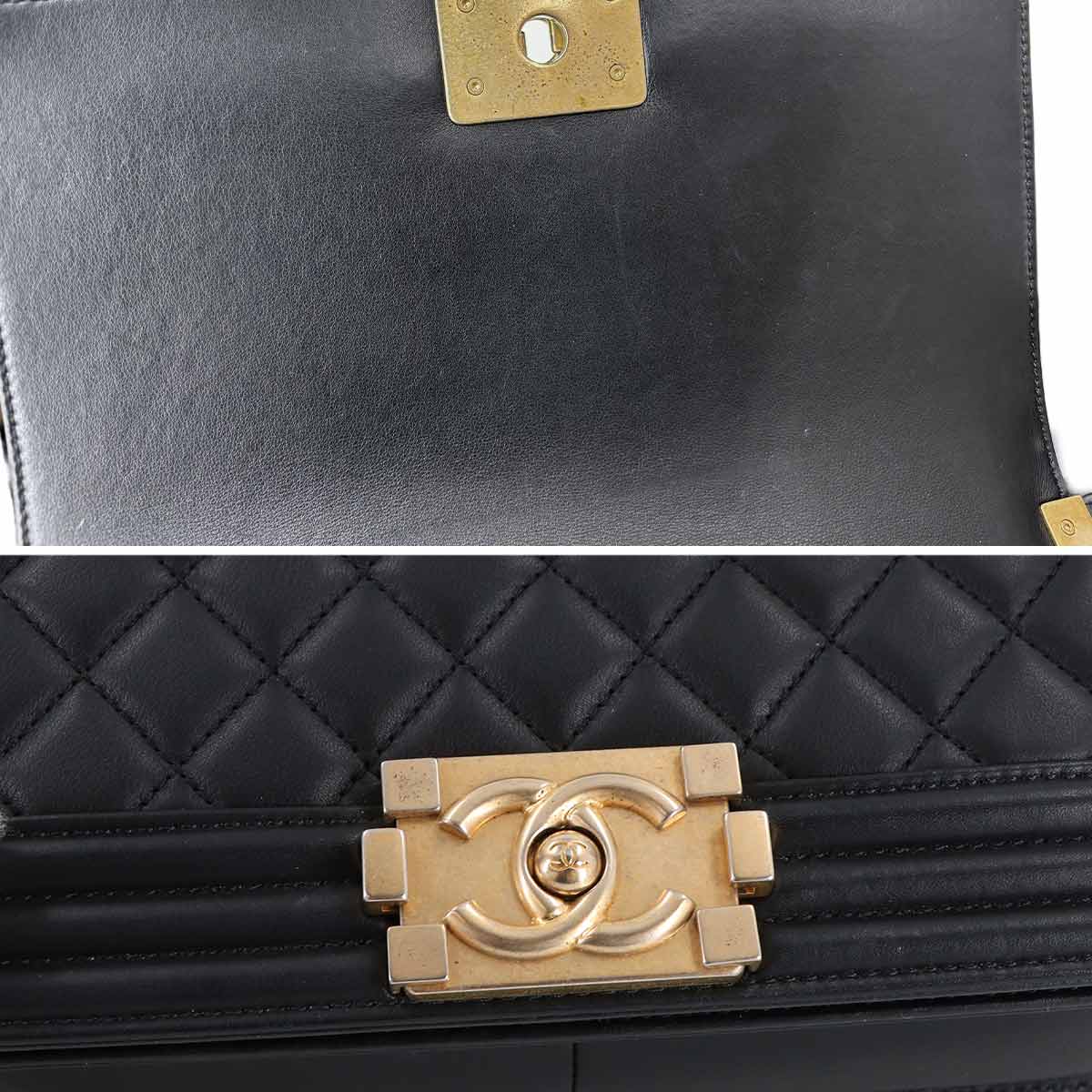 BOY CHANEL Chain Shoulder Bag Leather Black A67086 Purse