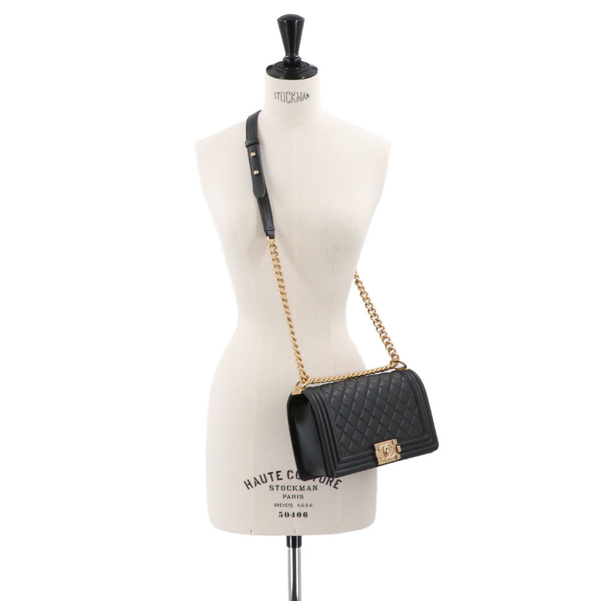 BOY CHANEL Chain Shoulder Bag Leather Black A67086 Purse