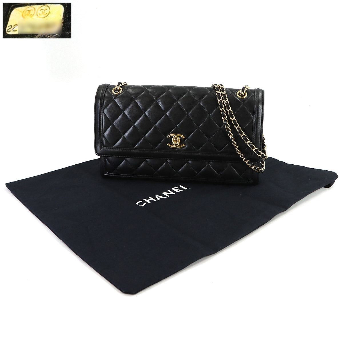 Matelasse Chain Shoulder Bag Leather Black Purse