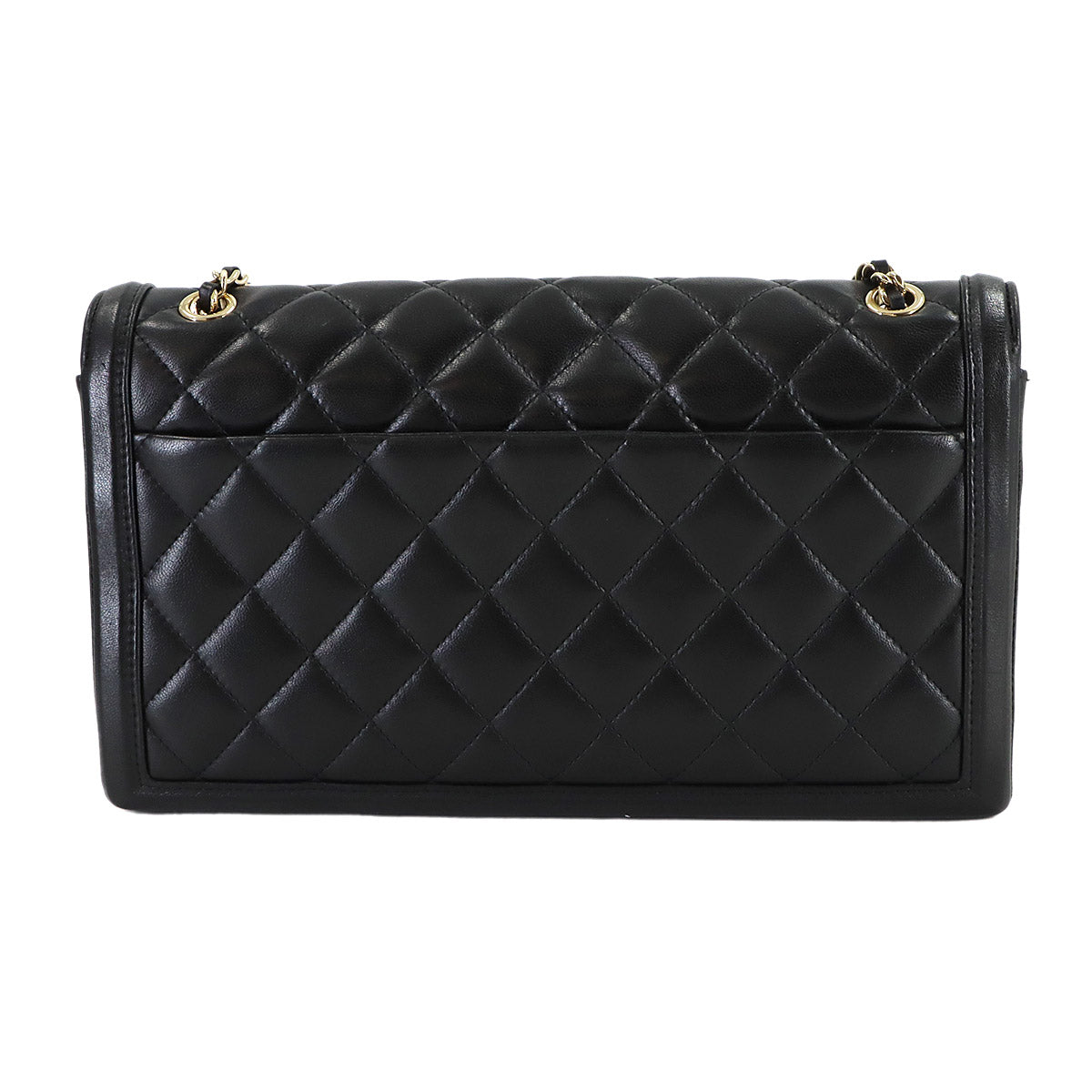 Matelasse Chain Shoulder Bag Leather Black Purse