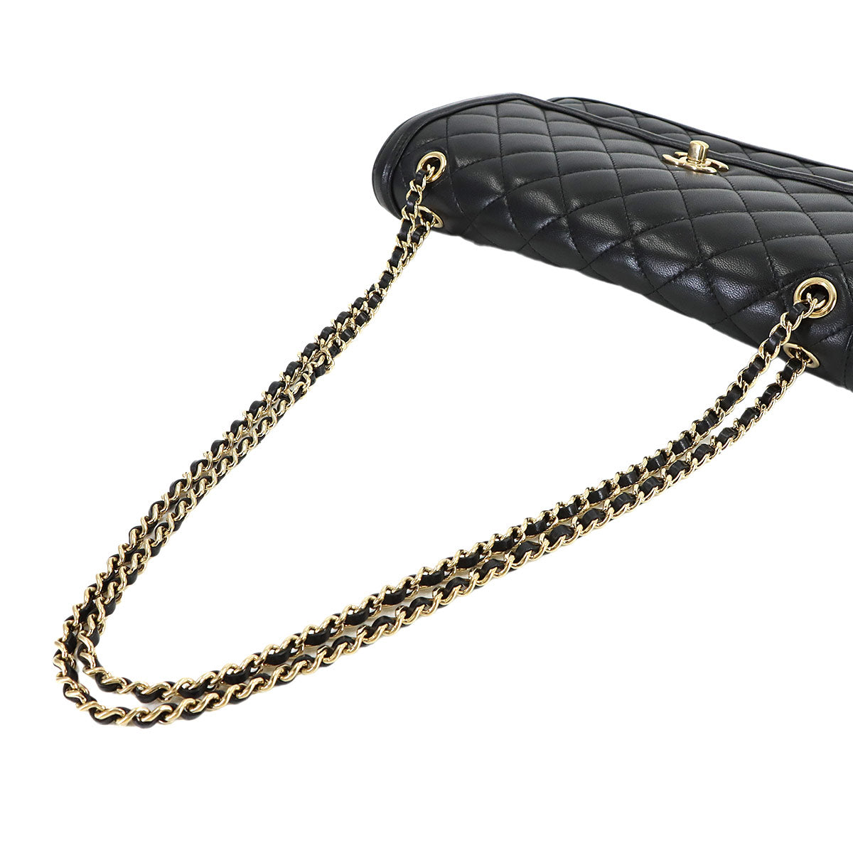 Matelasse Chain Shoulder Bag Leather Black Purse