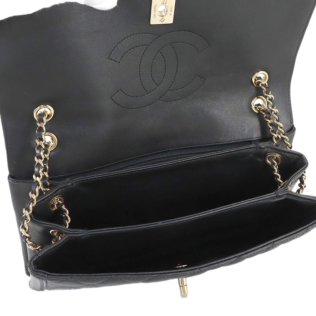 Matelasse Chain Shoulder Bag Leather Black Purse