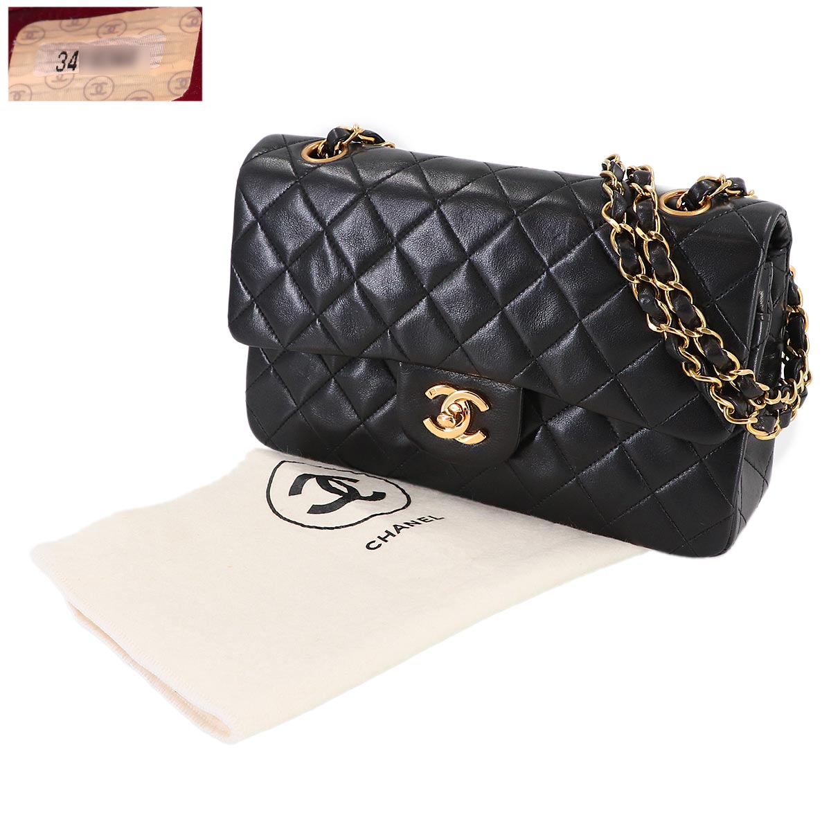 Matelasse 23 Chain Shoulder Bag Leather Black A01113 Vintage