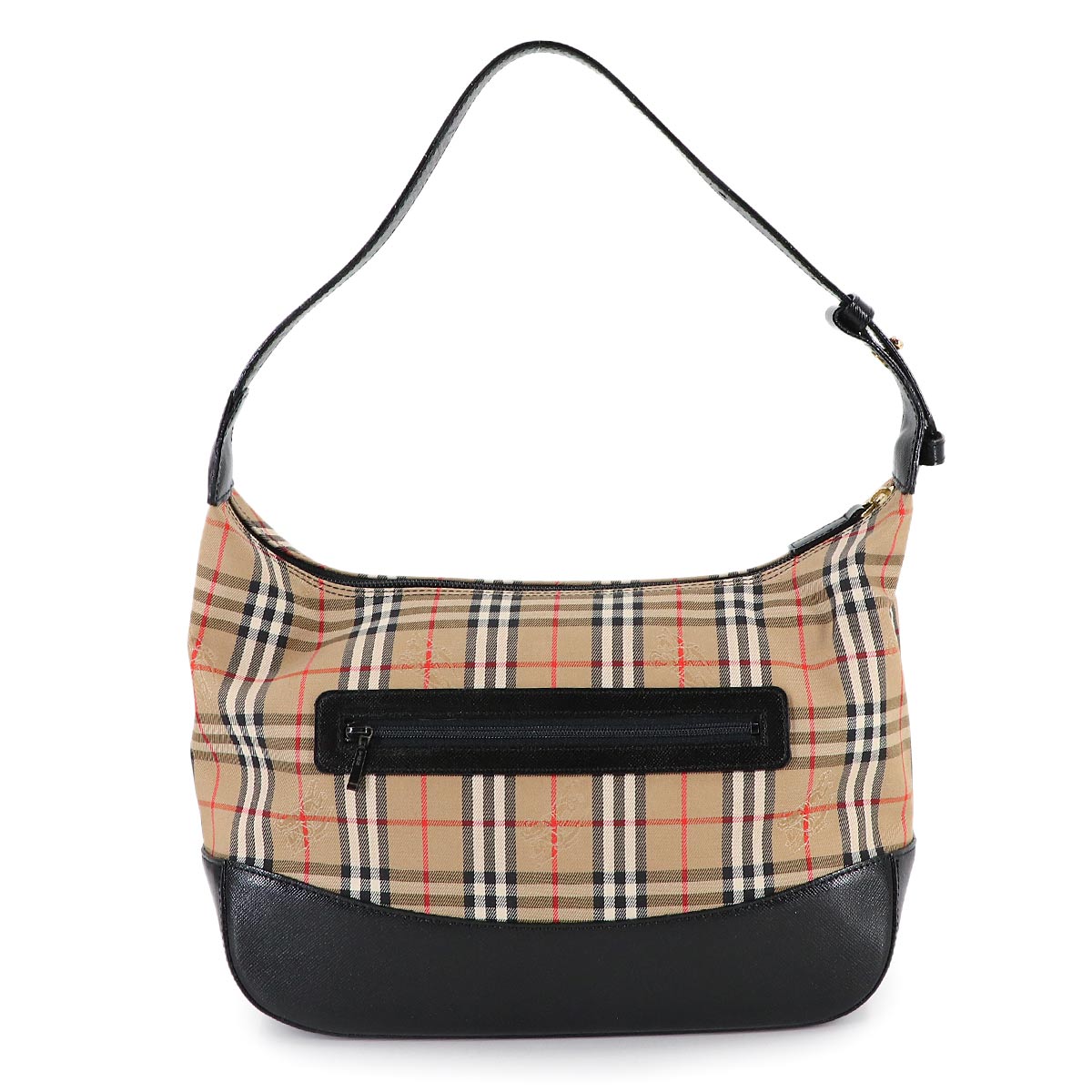 Plaid Shoulder Bag PVC Leather Brown Black Haymarket Check