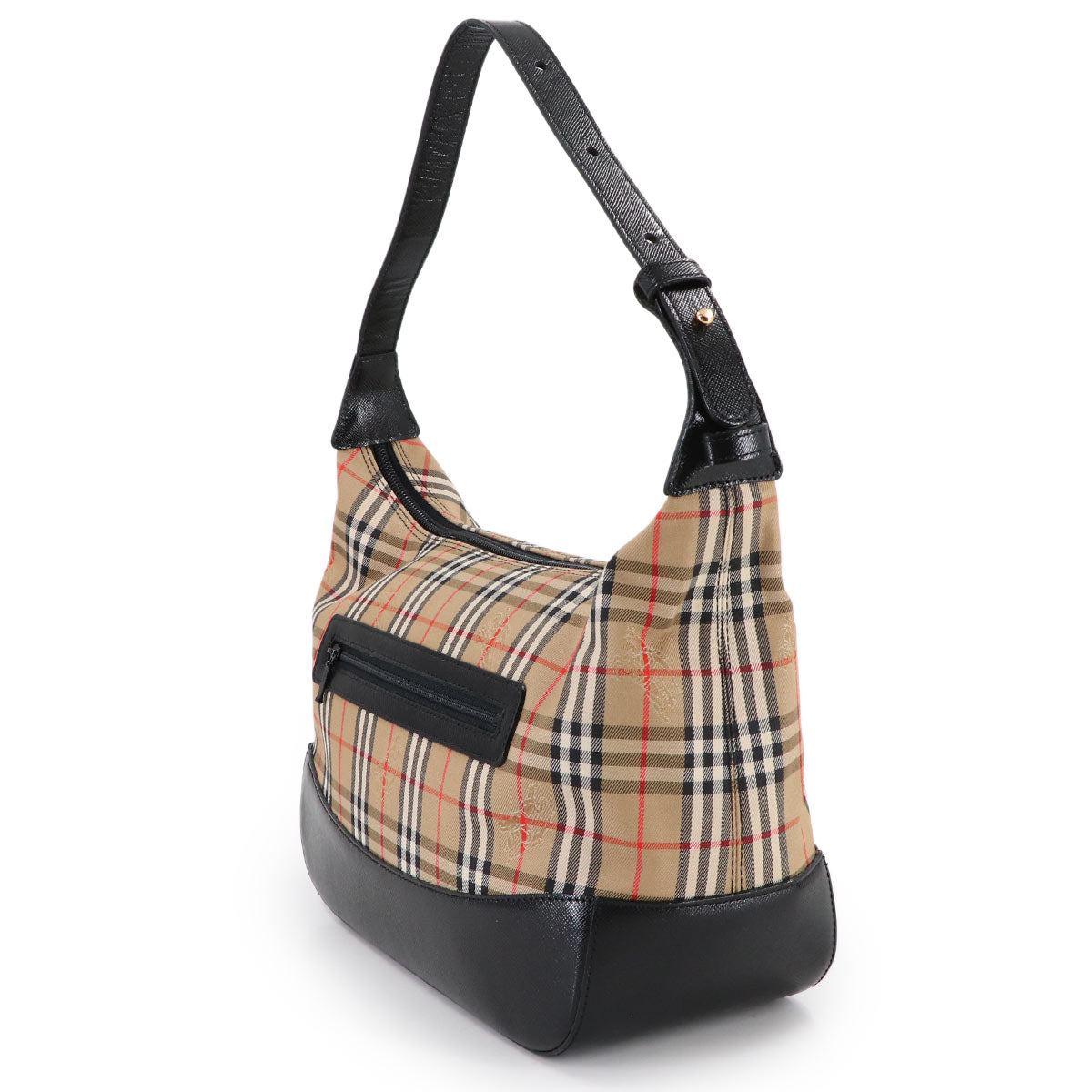 Plaid Shoulder Bag PVC Leather Brown Black Haymarket Check