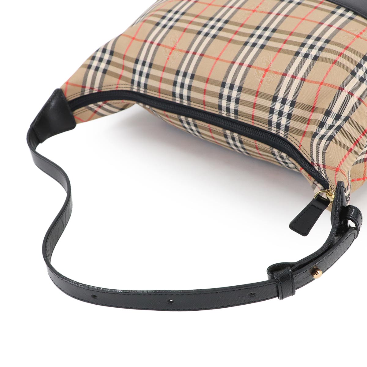 Plaid Shoulder Bag PVC Leather Brown Black Haymarket Check
