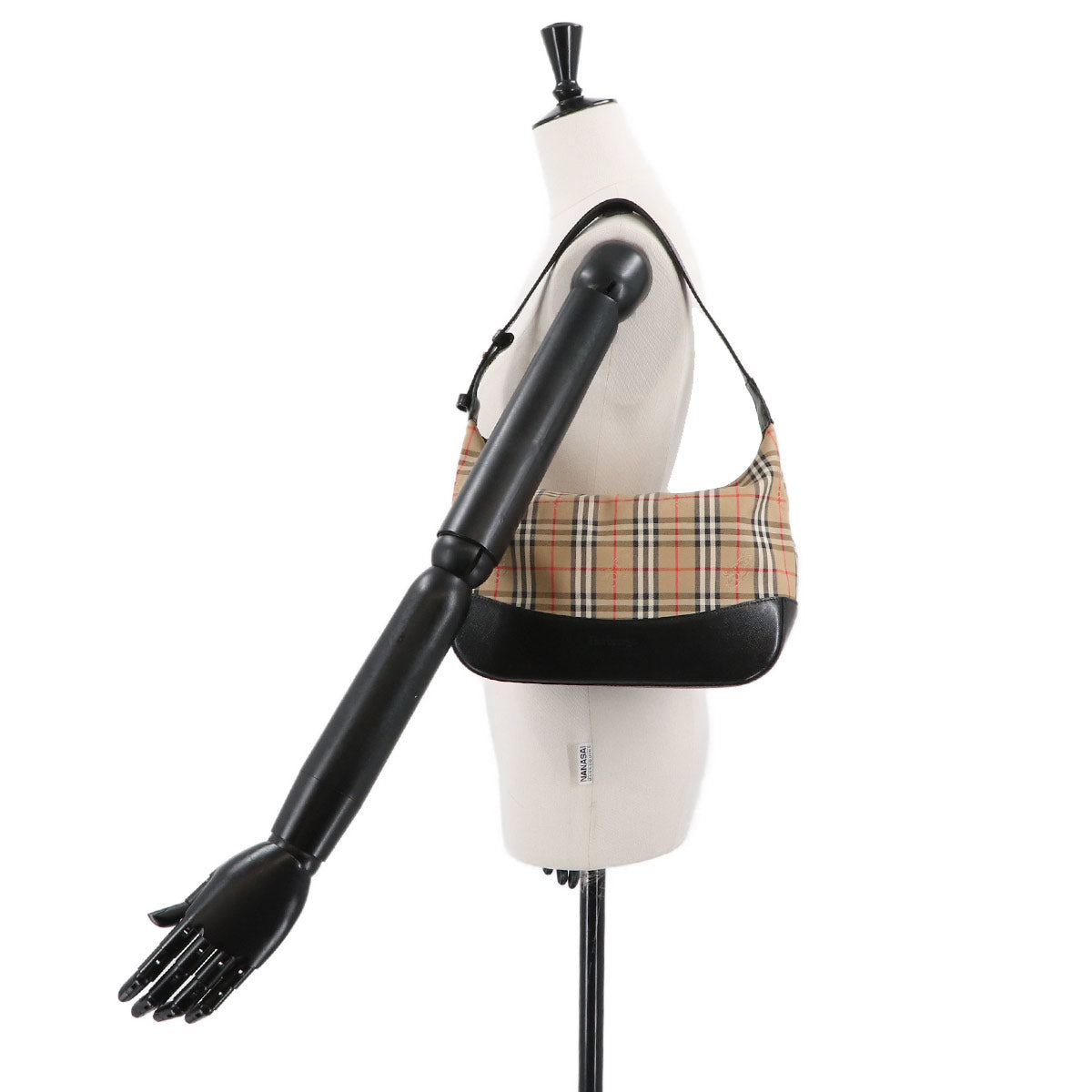 Plaid Shoulder Bag PVC Leather Brown Black Haymarket Check