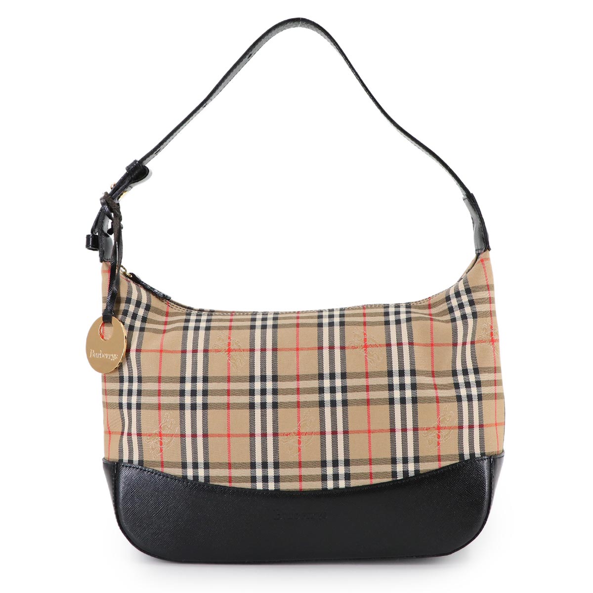 Plaid Shoulder Bag PVC Leather Brown Black Haymarket Check