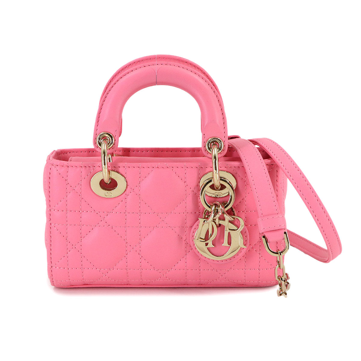 Lady D-Joy Micro Hand Shoulder Bag Leather Pink