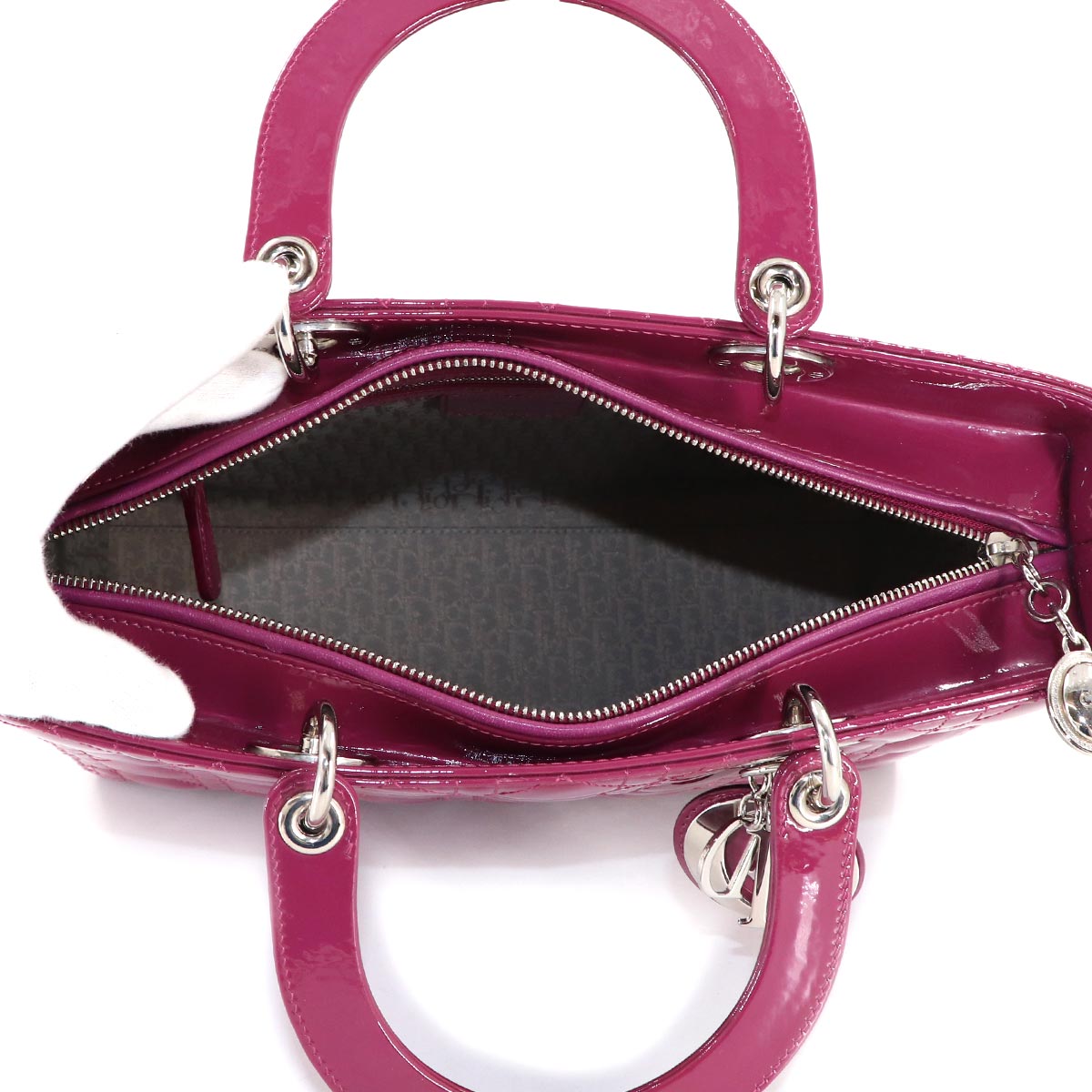 Lady Dior Large 2way Hand Shoulder Bag Enamel Pink