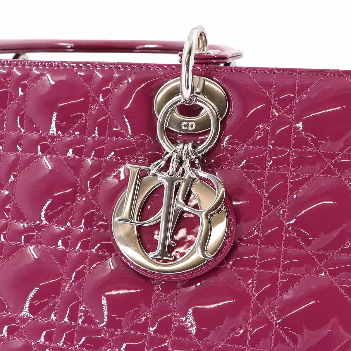 Lady Dior Large 2way Hand Shoulder Bag Enamel Pink