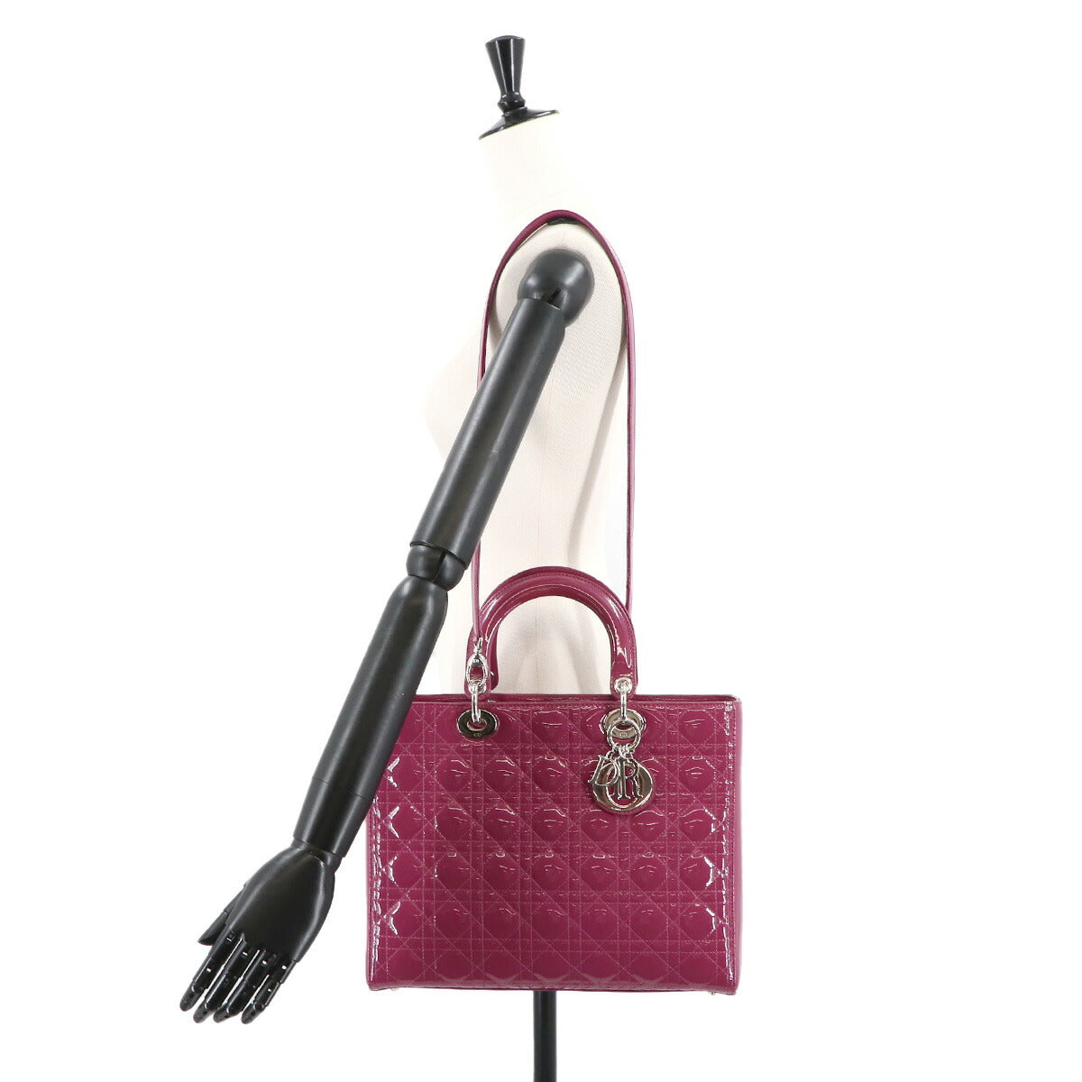 Lady Dior Large 2way Hand Shoulder Bag Enamel Pink