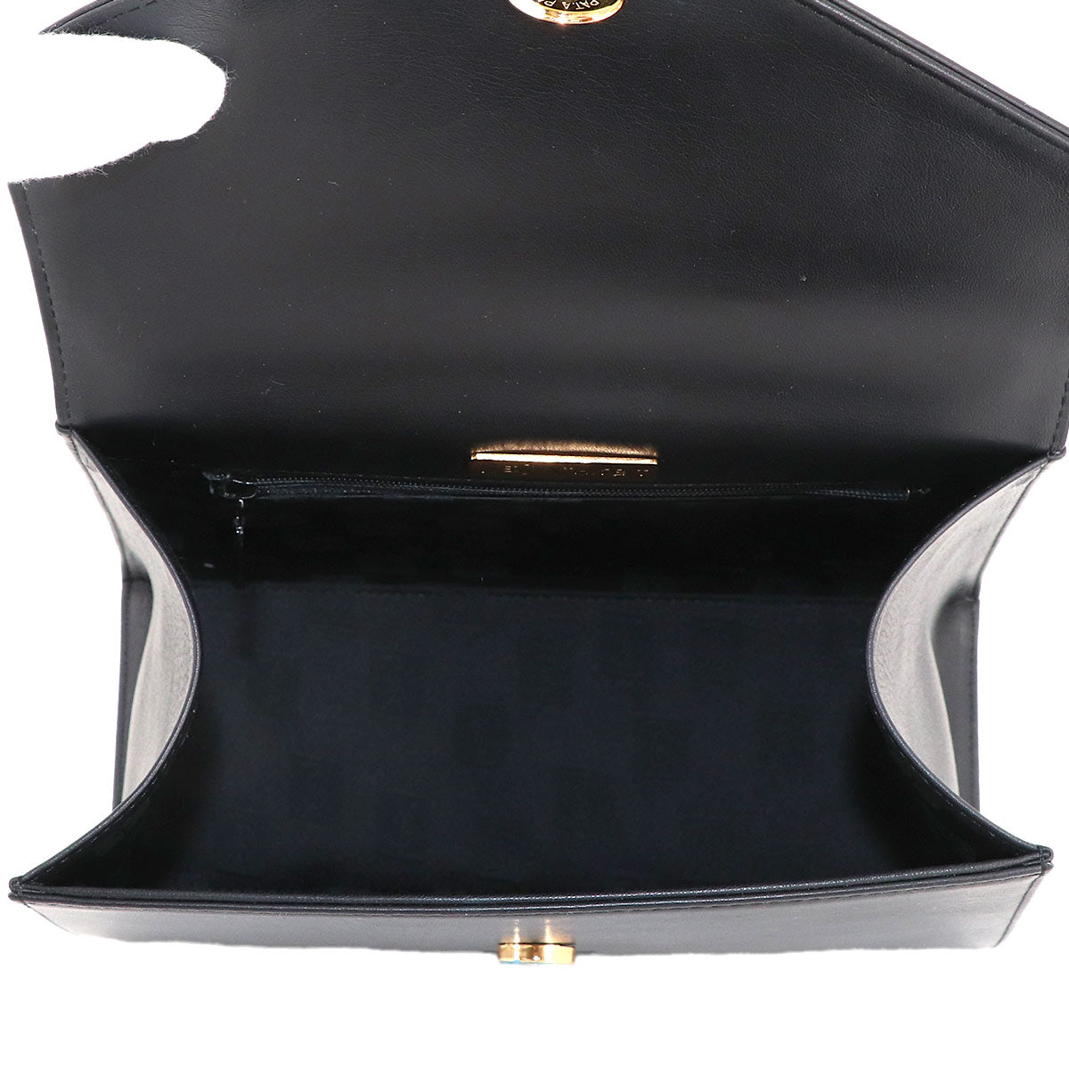 Hand Bag Leather Black White Dot Vintage