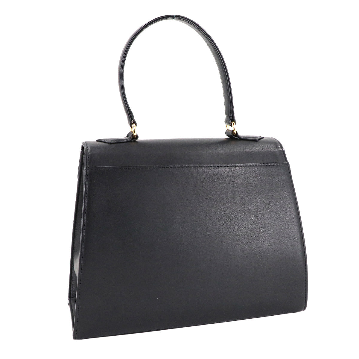 Hand Bag Leather Black White Dot Vintage