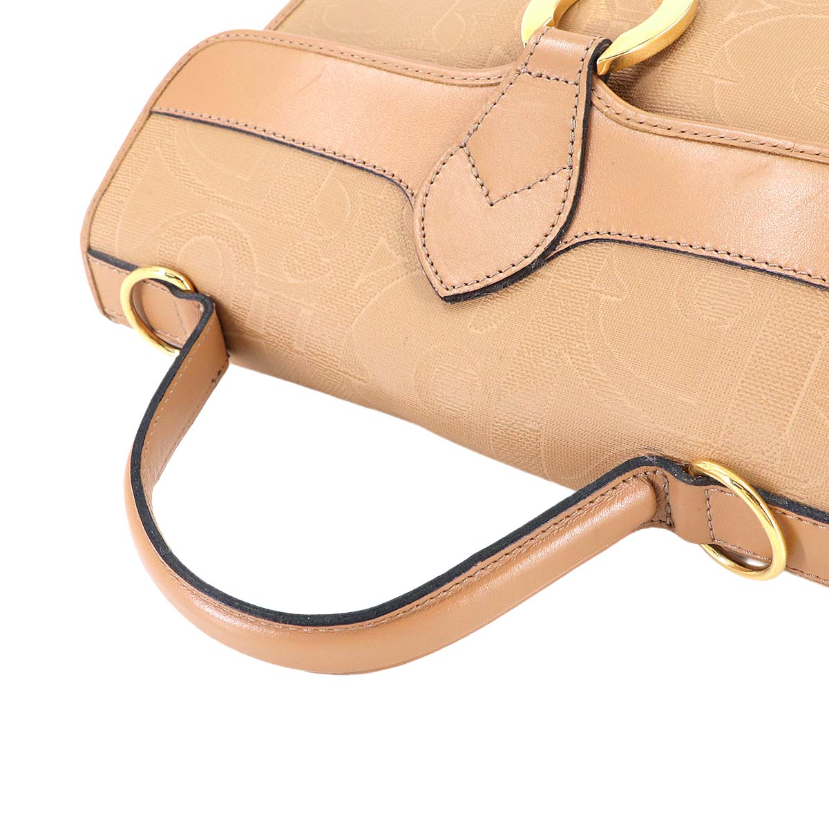 Trotter Hand Shoulder Bag PVC Leather Beige Purse