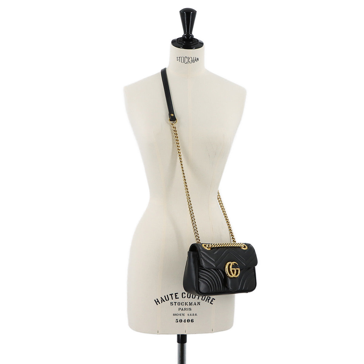 GG Marmont Small Shoulder Bag Leather Black 446744 Purse