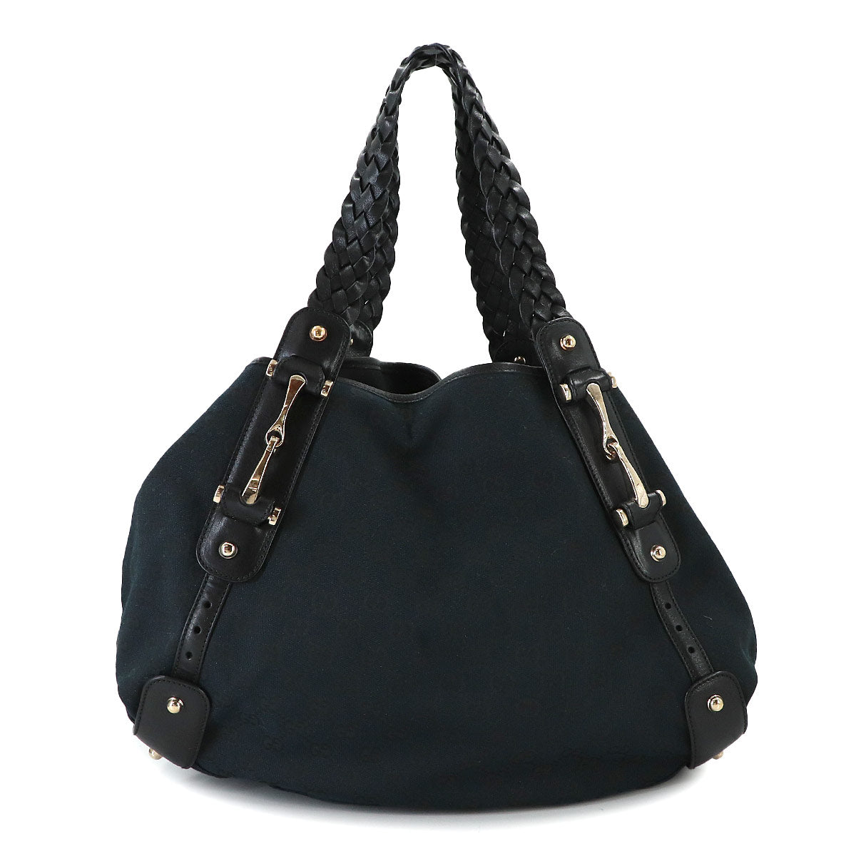 Horsebit Tote Bag GG Canvas Leather Black 137621 Purse