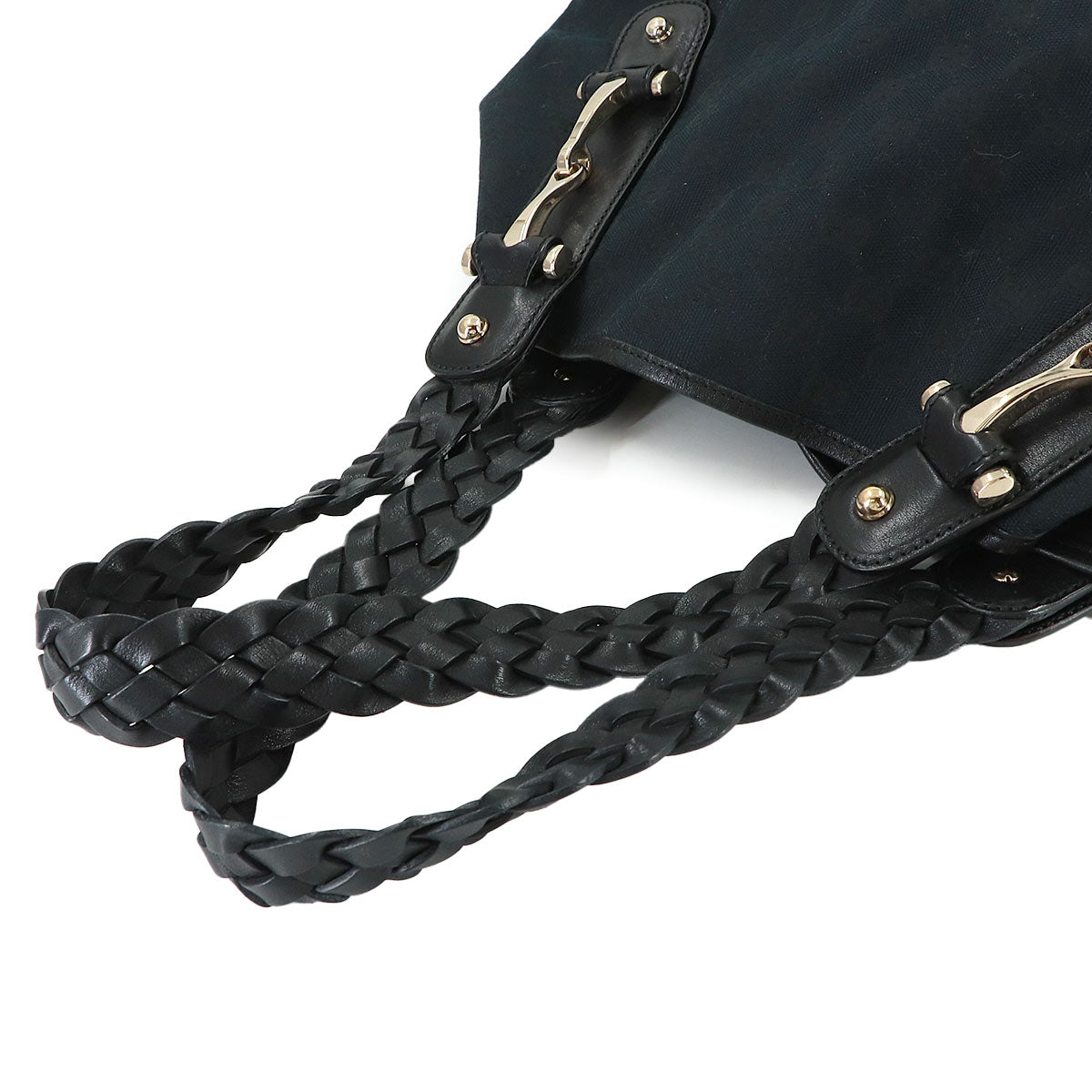 Horsebit Tote Bag GG Canvas Leather Black 137621 Purse