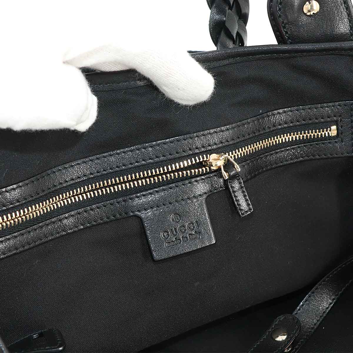 Horsebit Tote Bag GG Canvas Leather Black 137621 Purse