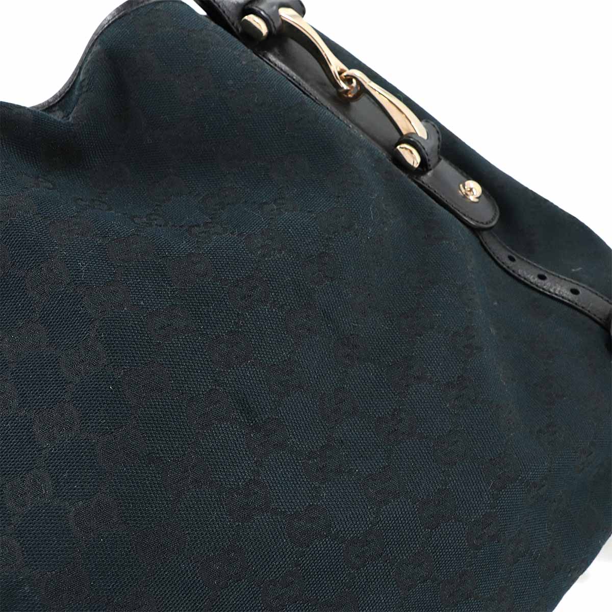 Horsebit Tote Bag GG Canvas Leather Black 137621 Purse