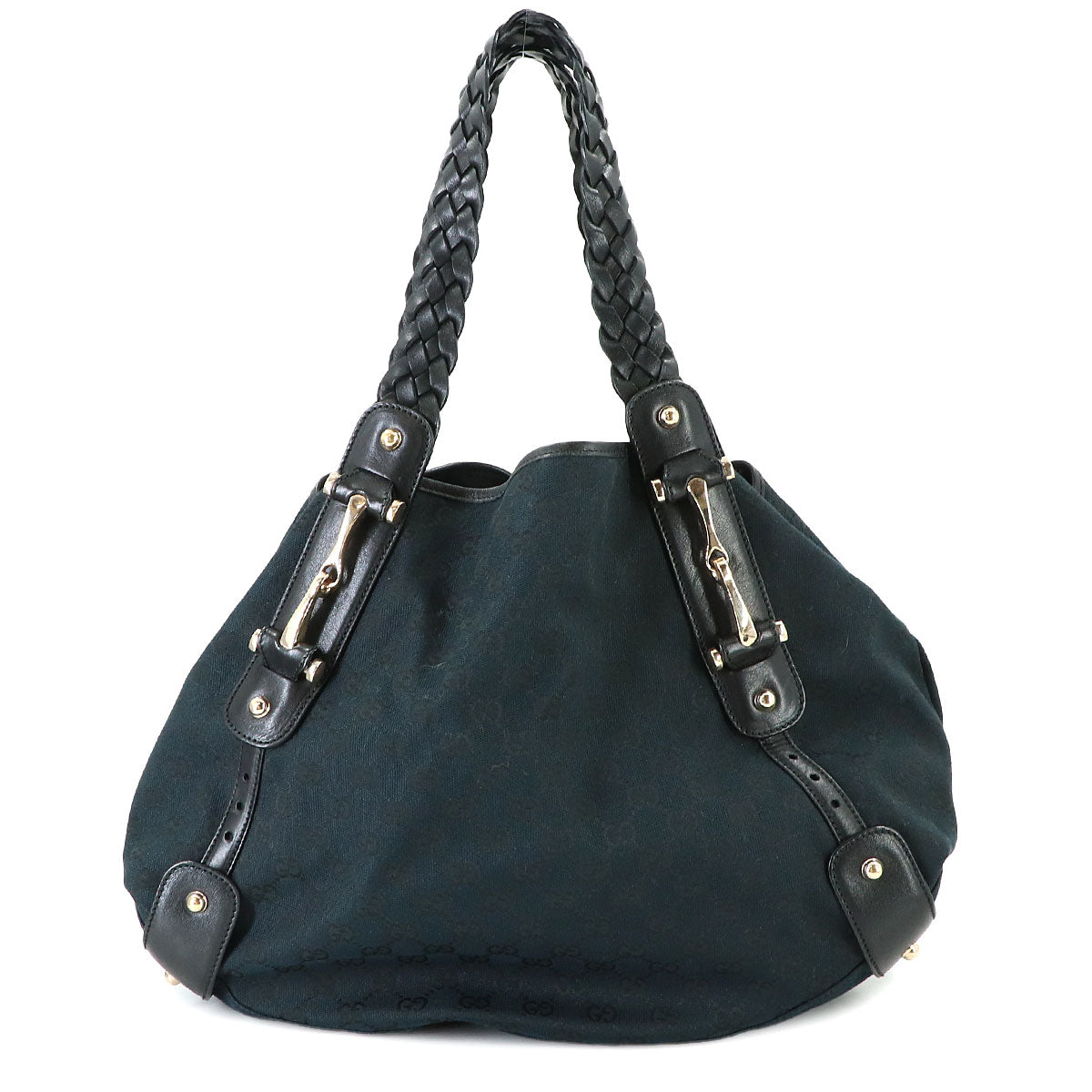 Horsebit Tote Bag GG Canvas Leather Black 137621 Purse