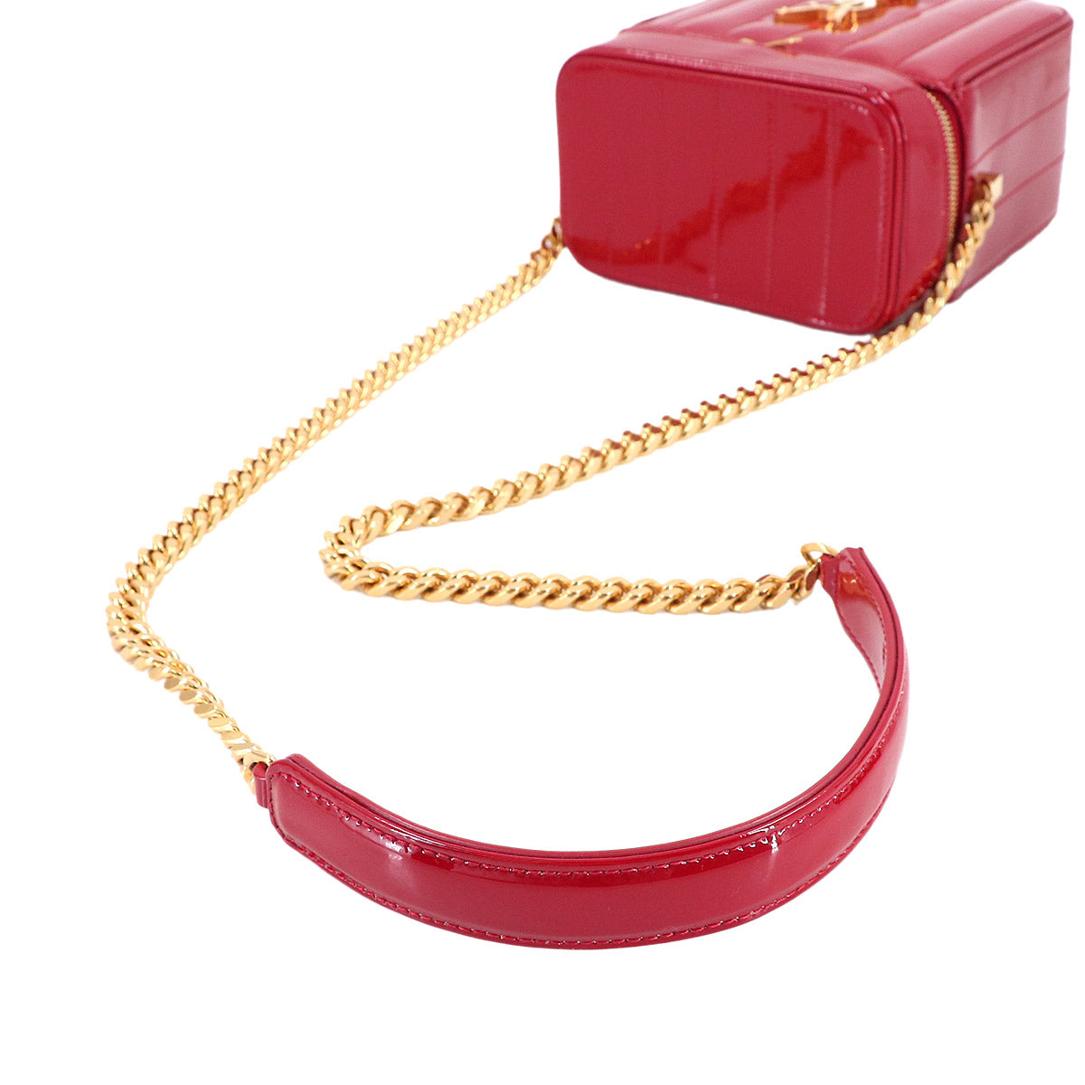 Vicky Vanity Chain Shoulder Bag Enamel Red 585146