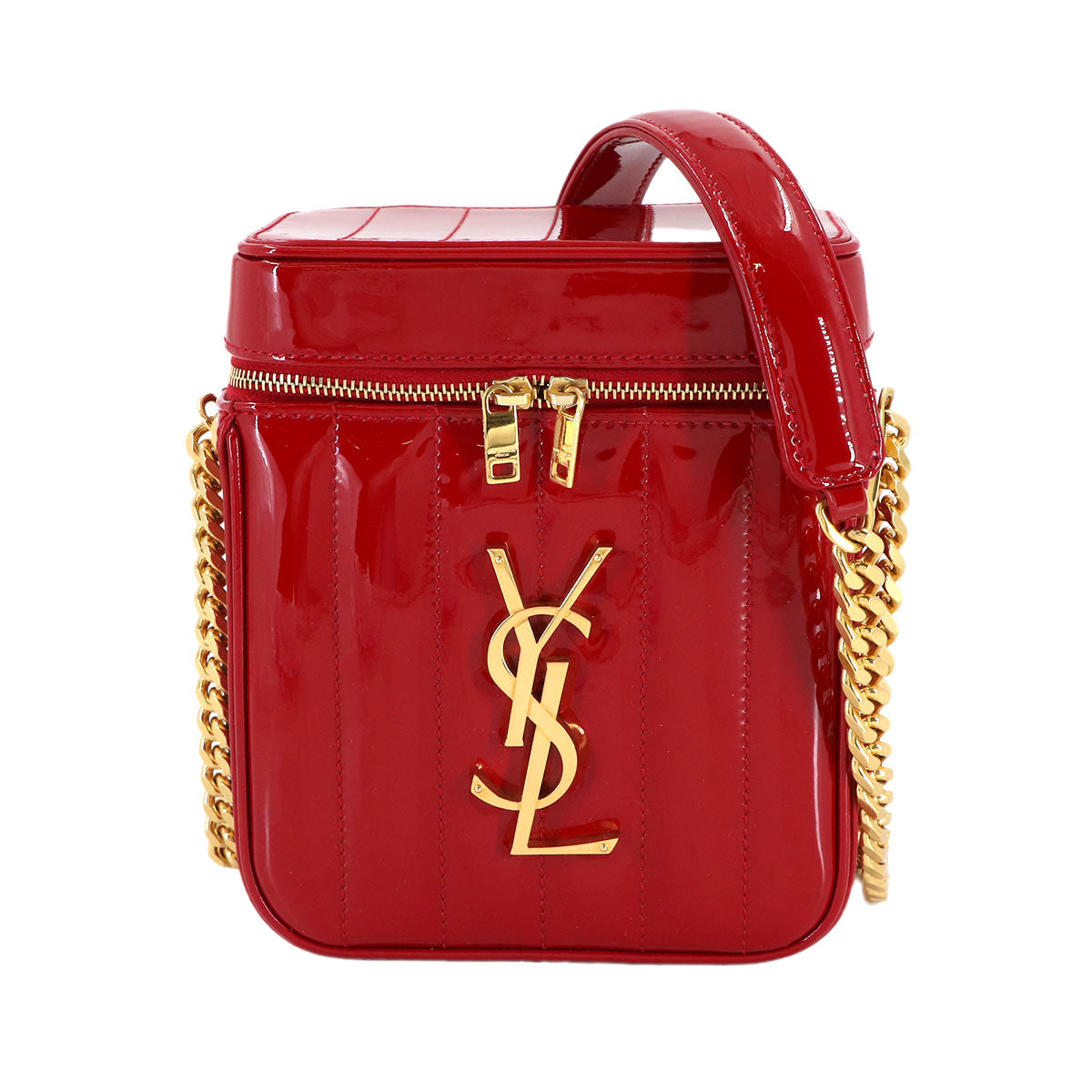 Vicky Vanity Chain Shoulder Bag Enamel Red 585146