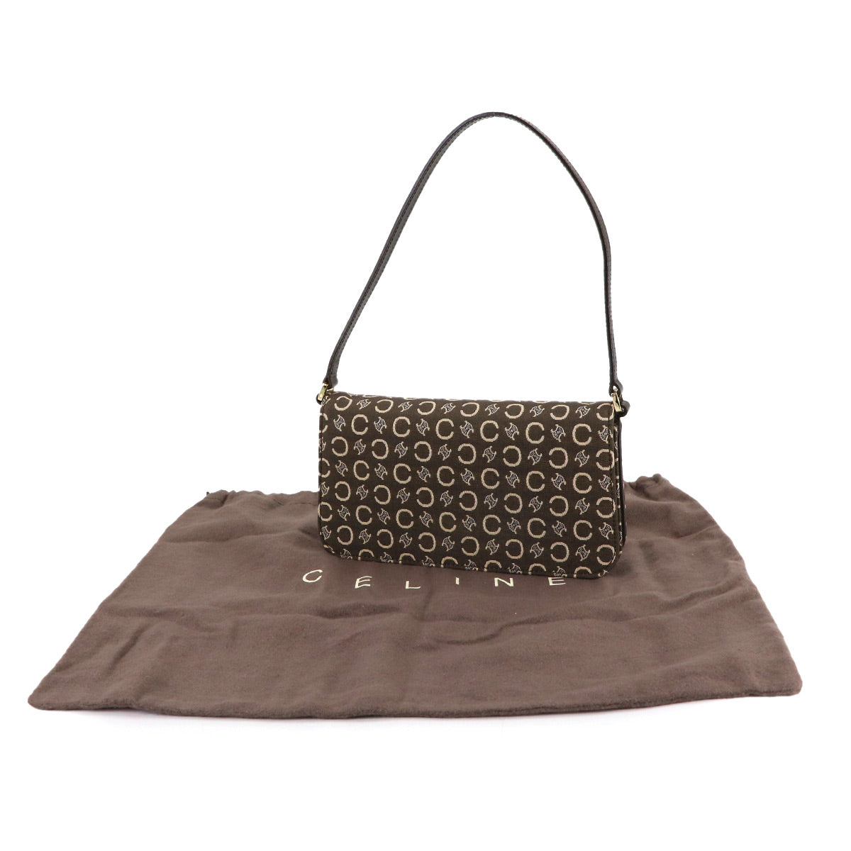 Macadam C Logos Hand Bag Canvas Leather Brown Purse