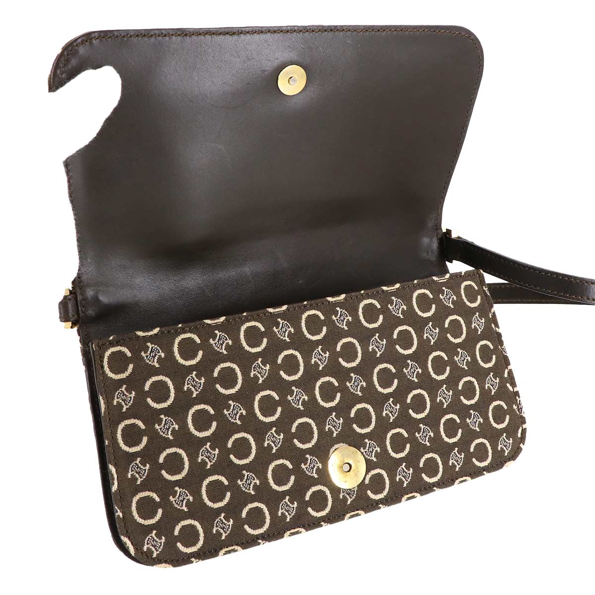 Macadam C Logos Hand Bag Canvas Leather Brown Purse