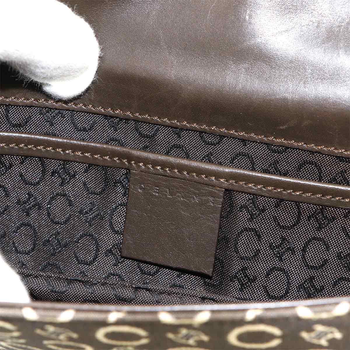 Macadam C Logos Hand Bag Canvas Leather Brown Purse