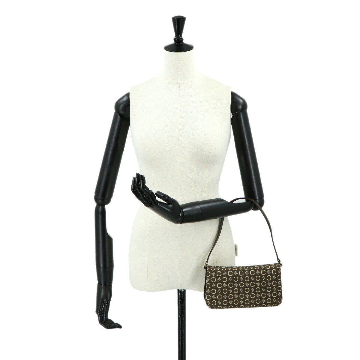 Macadam C Logos Hand Bag Canvas Leather Brown Purse