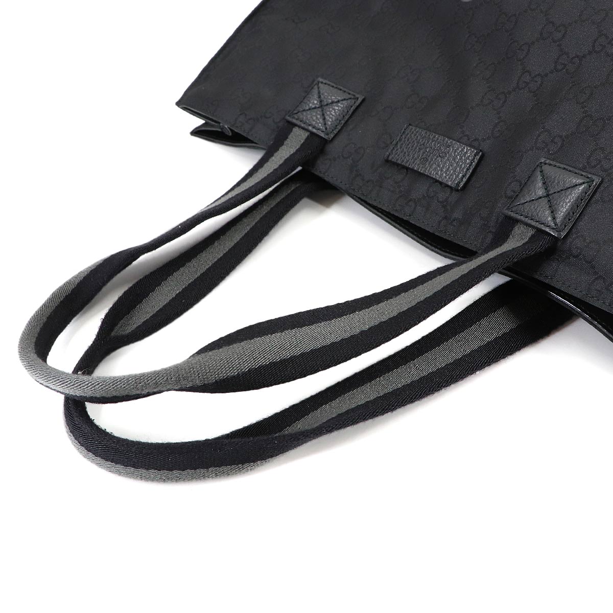 GG Nylon Tote Bag Leather Black 449178 Purse