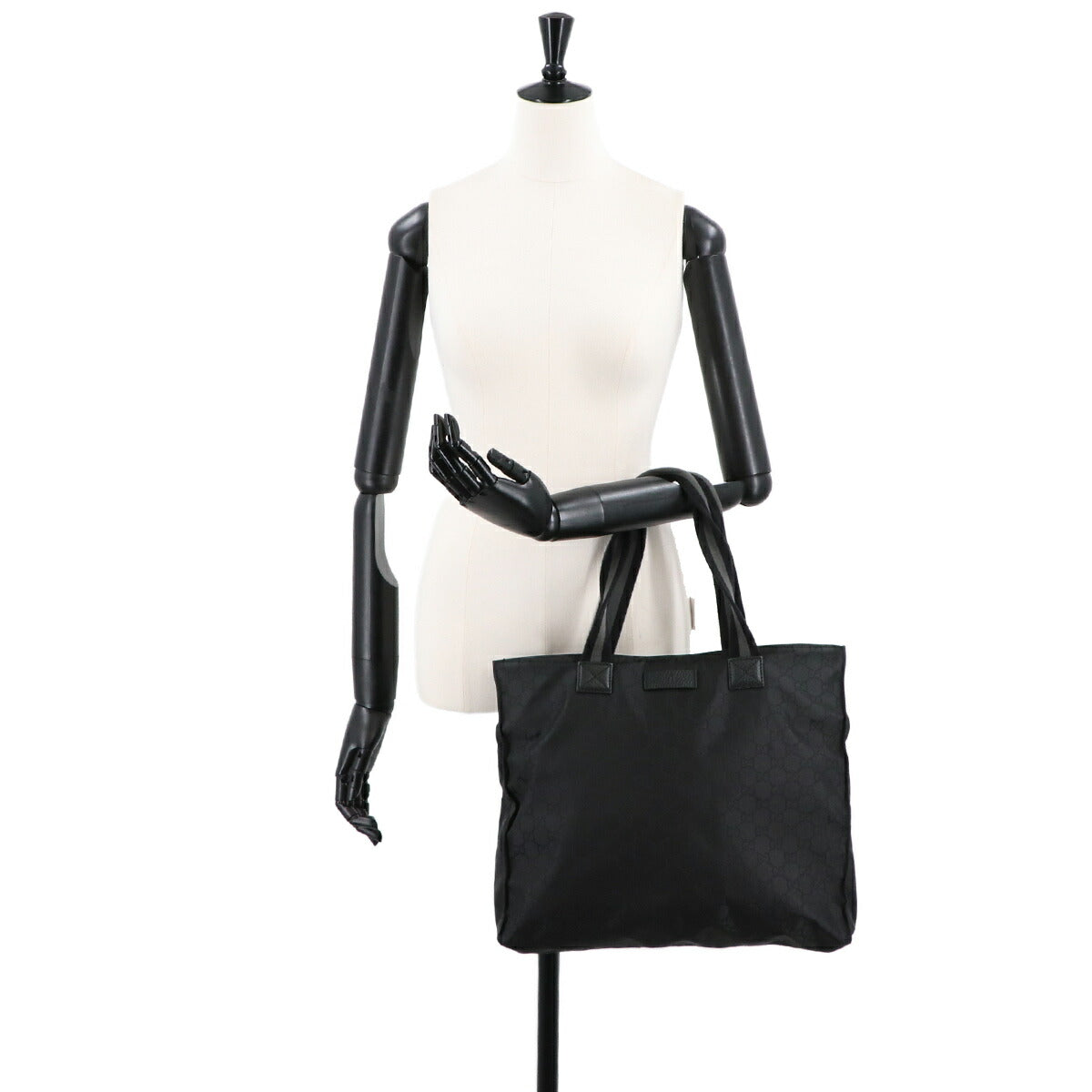GG Nylon Tote Bag Leather Black 449178 Purse