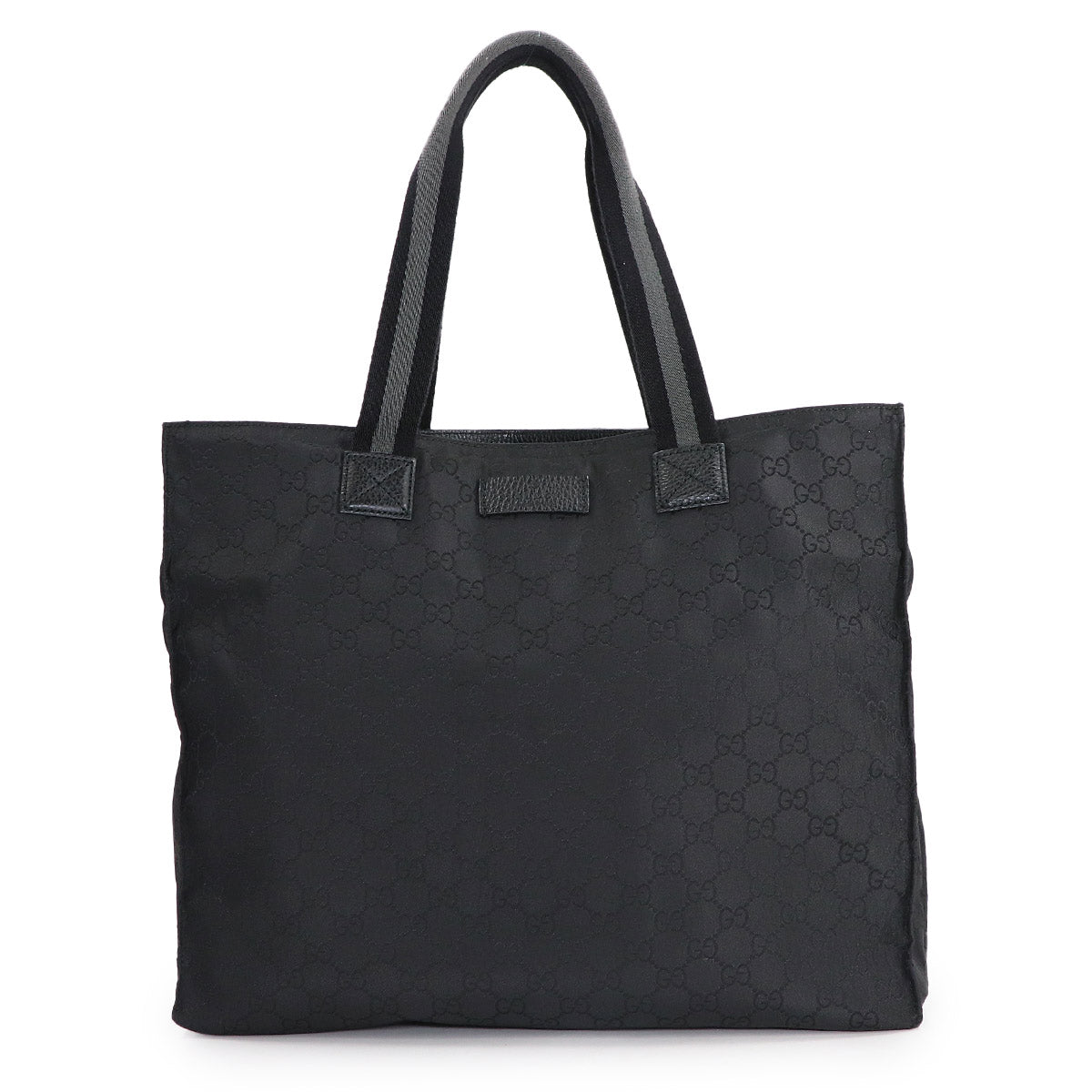GG Nylon Tote Bag Leather Black 449178 Purse
