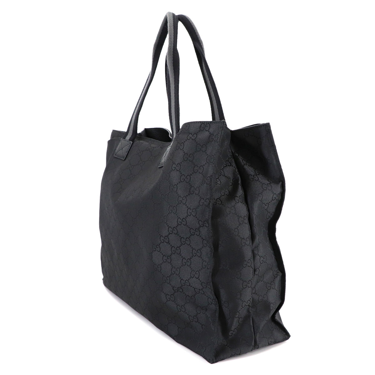 Tote Bag GG Nylon Leather Black 449176 Purse