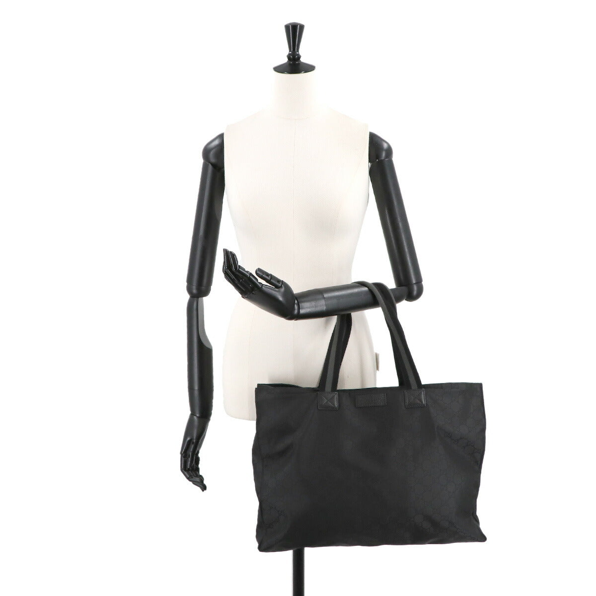 Tote Bag GG Nylon Leather Black 449176 Purse