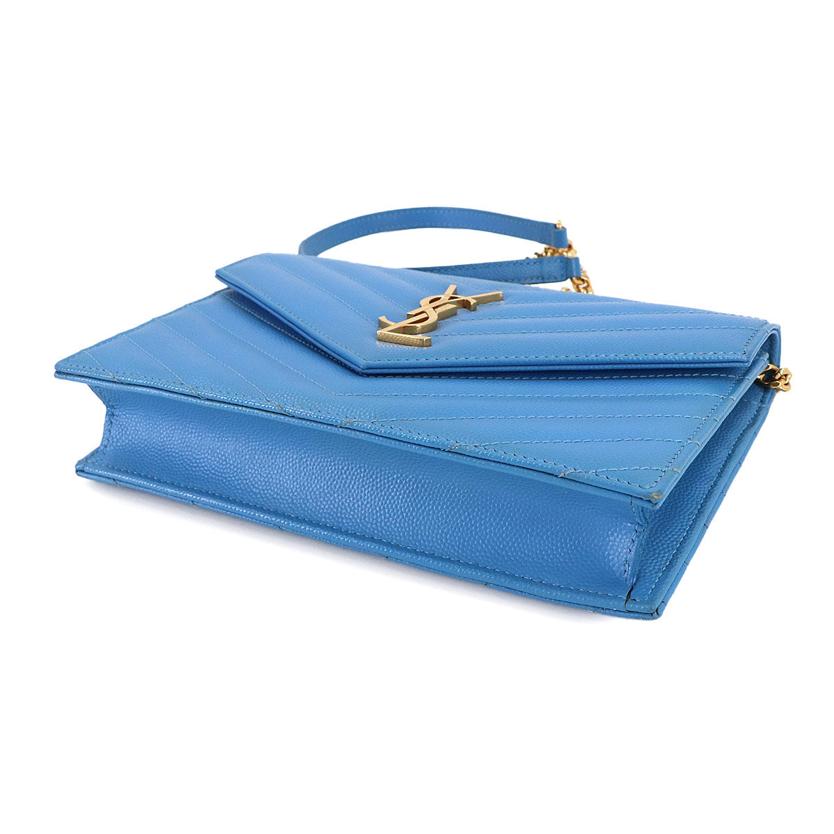 Cassandre Envelope Chain Wallet Leather Blue 393953